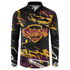 Personalized Brisbane Broncos Button Sweatshirt Graffiti Grunge Abstract Urban Street Style Design
