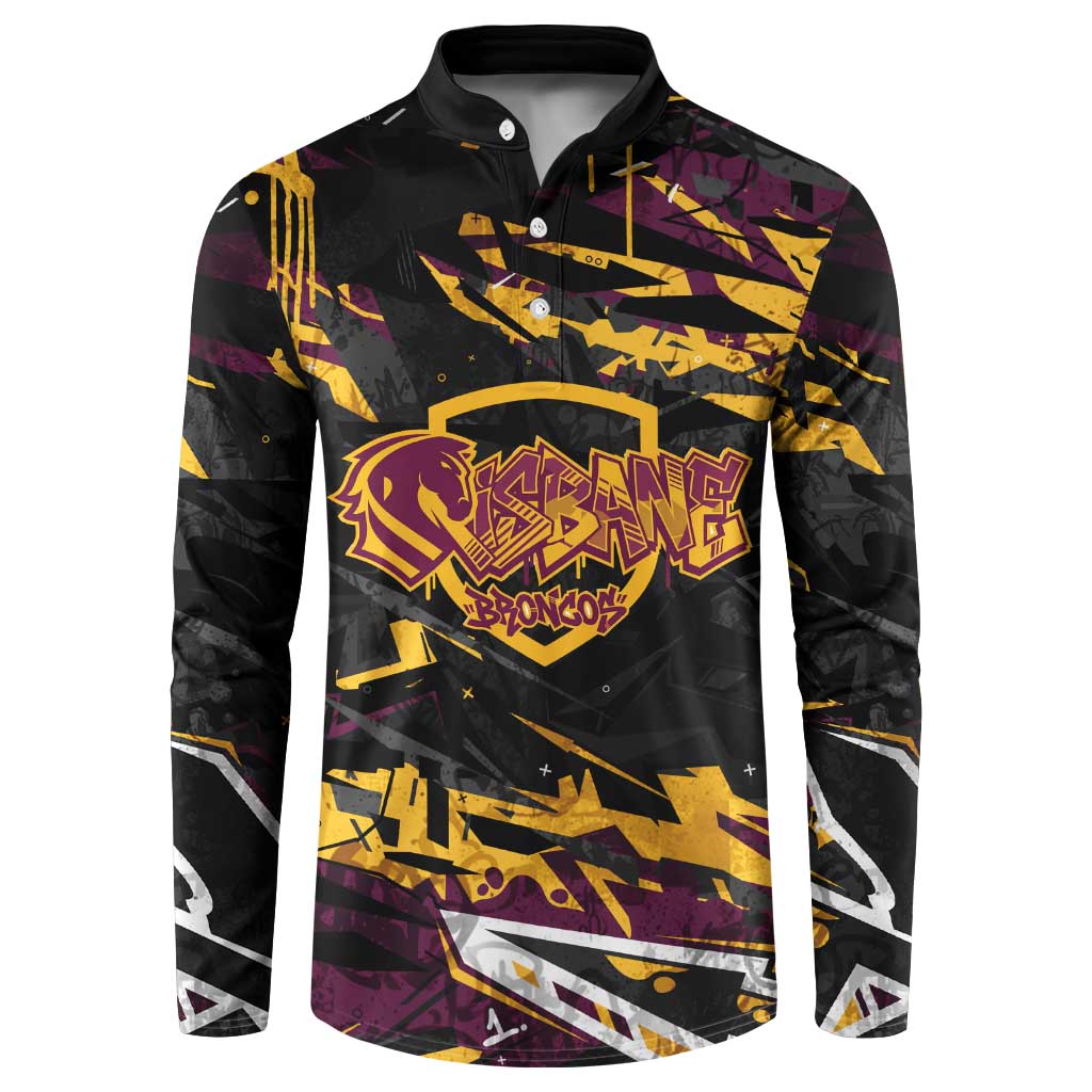 Personalized Brisbane Broncos Button Sweatshirt Graffiti Grunge Abstract Urban Street Style Design