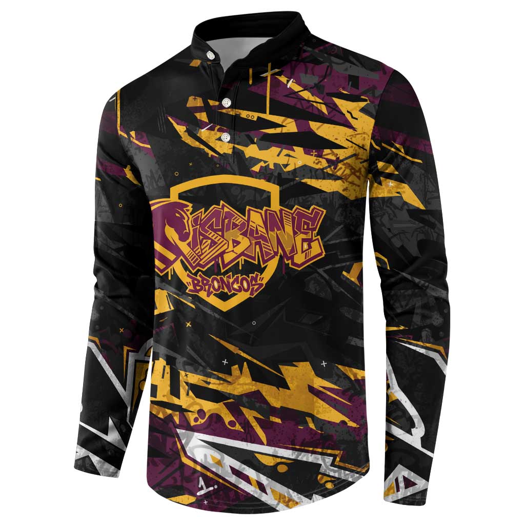 Personalized Brisbane Broncos Button Sweatshirt Graffiti Grunge Abstract Urban Street Style Design