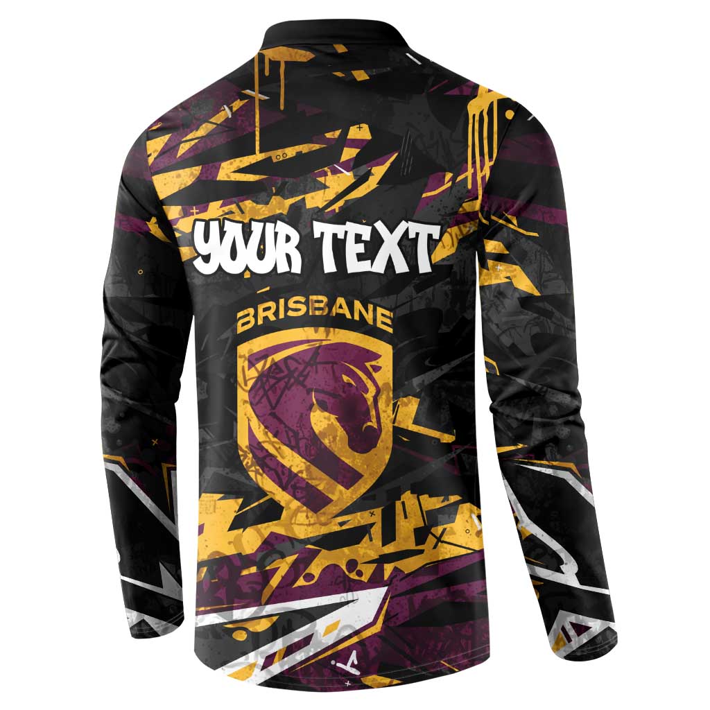 Personalized Brisbane Broncos Button Sweatshirt Graffiti Grunge Abstract Urban Street Style Design