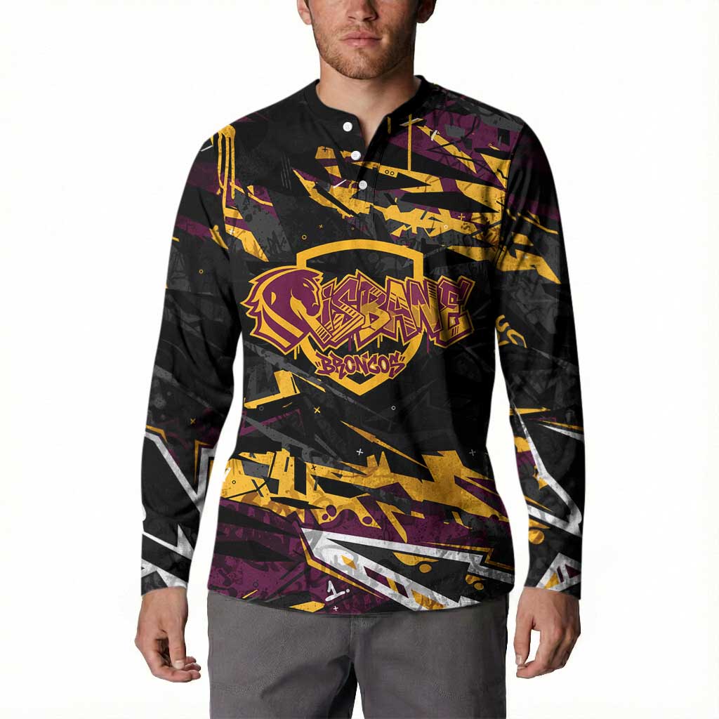 Personalized Brisbane Broncos Button Sweatshirt Graffiti Grunge Abstract Urban Street Style Design
