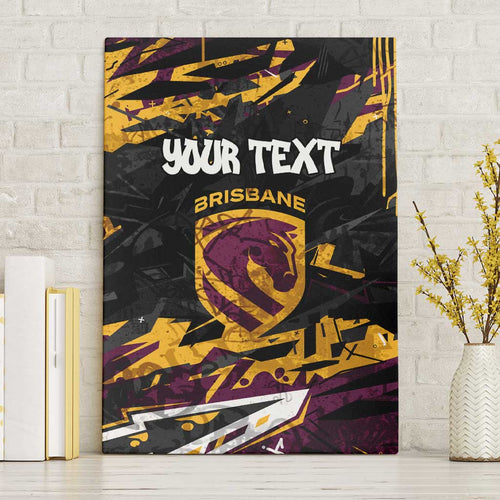Personalized Brisbane Broncos Canvas Wall Art Graffiti Grunge Abstract Urban Street Style Design