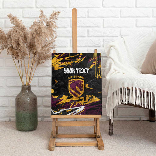 Personalized Brisbane Broncos Canvas Wall Art Graffiti Grunge Abstract Urban Street Style Design