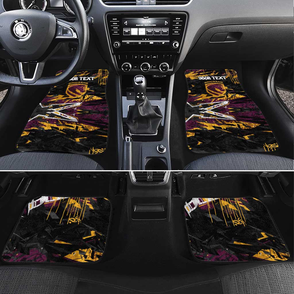 Personalized Brisbane Broncos Car Mats Graffiti Grunge Abstract Urban Street Style Design