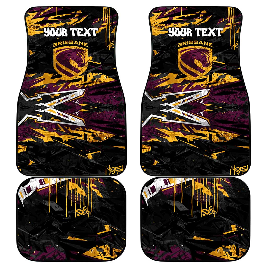 Personalized Brisbane Broncos Car Mats Graffiti Grunge Abstract Urban Street Style Design
