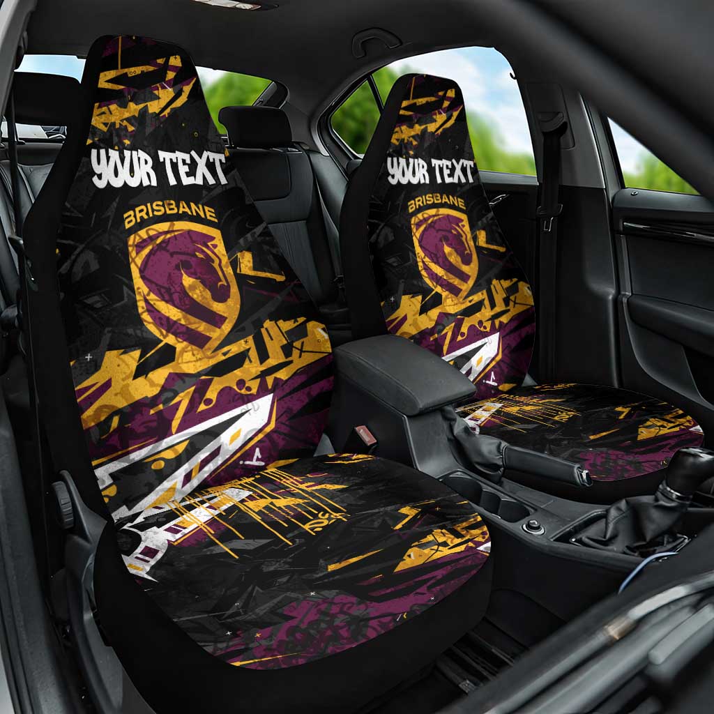 Personalized Brisbane Broncos Car Seat Cover Graffiti Grunge Abstract Urban Street Style Design