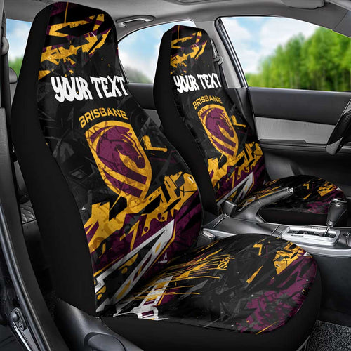 Personalized Brisbane Broncos Car Seat Cover Graffiti Grunge Abstract Urban Street Style Design