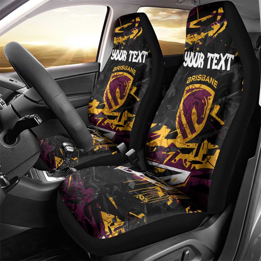 Personalized Brisbane Broncos Car Seat Cover Graffiti Grunge Abstract Urban Street Style Design