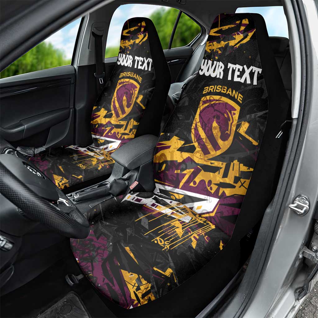Personalized Brisbane Broncos Car Seat Cover Graffiti Grunge Abstract Urban Street Style Design