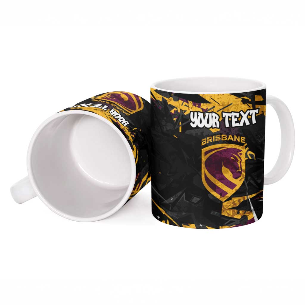 Personalized Brisbane Broncos Ceramic Mug Graffiti Grunge Abstract Urban Street Style Design