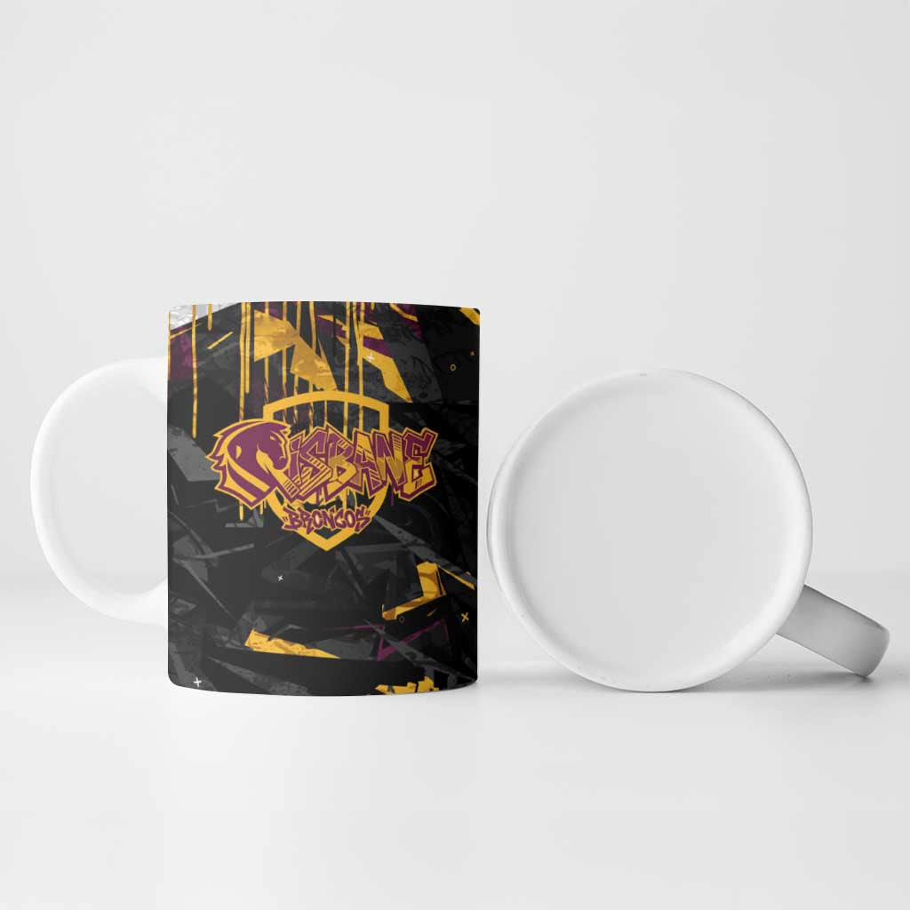 Personalized Brisbane Broncos Ceramic Mug Graffiti Grunge Abstract Urban Street Style Design