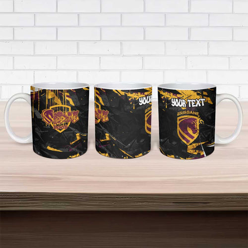 Personalized Brisbane Broncos Ceramic Mug Graffiti Grunge Abstract Urban Street Style Design