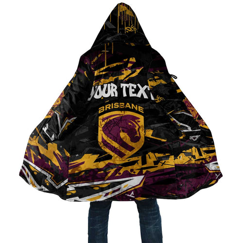 Personalized Brisbane Broncos Cloak Graffiti Grunge Abstract Urban Street Style Design