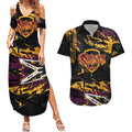 Personalized Brisbane Broncos Couples Matching Summer Maxi Dress and Hawaiian Shirt Graffiti Grunge Abstract Urban Street Style Design