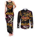 Personalized Brisbane Broncos Couples Matching Tank Maxi Dress and Long Sleeve Button Shirt Graffiti Grunge Abstract Urban Street Style Design