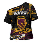 Personalized Brisbane Broncos Cross Shoulder Shirt Graffiti Grunge Abstract Urban Street Style Design