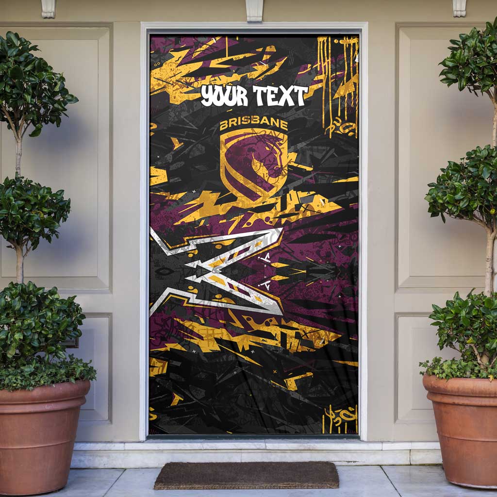 Personalized Brisbane Broncos Door Cover Graffiti Grunge Abstract Urban Street Style Design