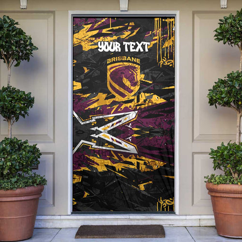 Personalized Brisbane Broncos Door Cover Graffiti Grunge Abstract Urban Street Style Design