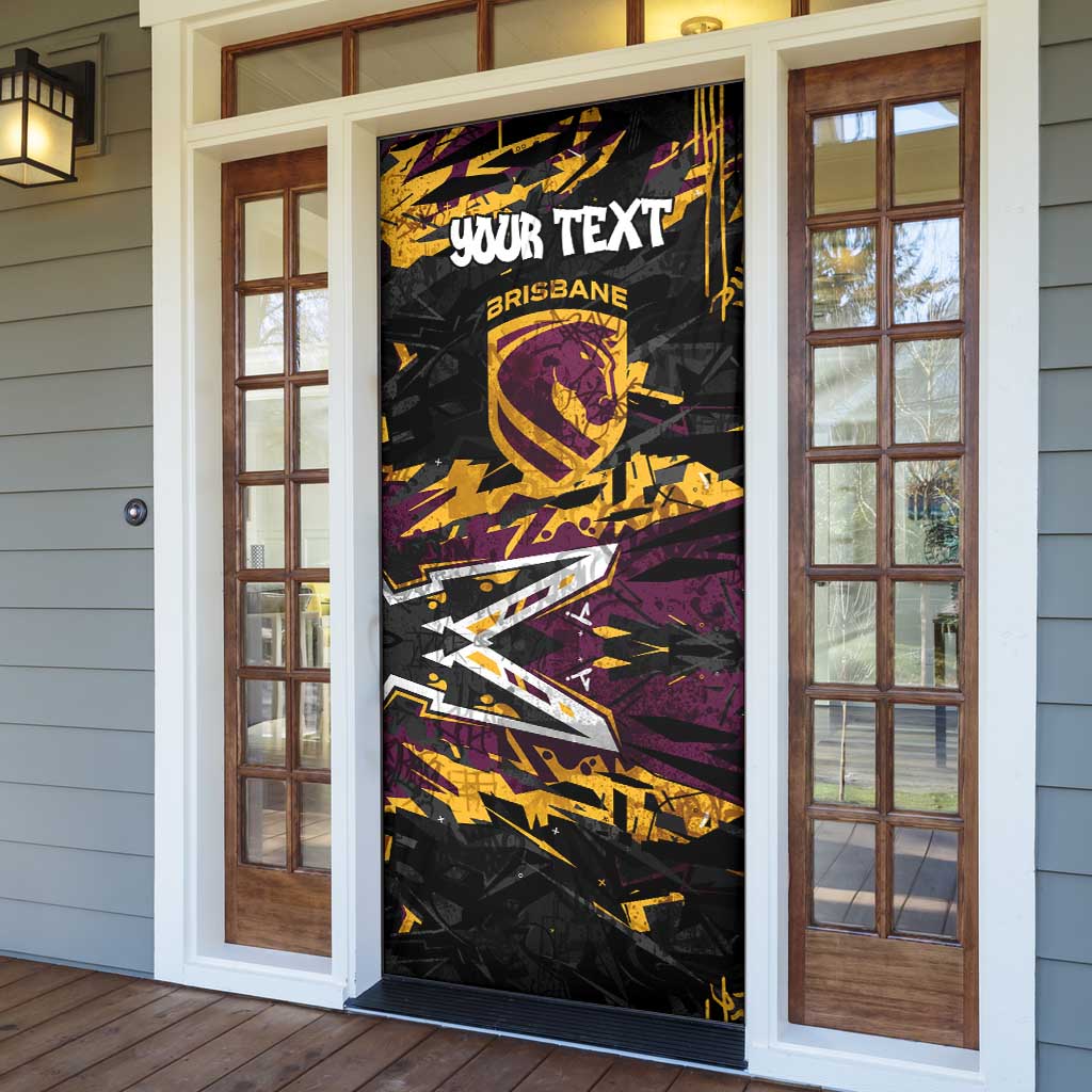 Personalized Brisbane Broncos Door Cover Graffiti Grunge Abstract Urban Street Style Design