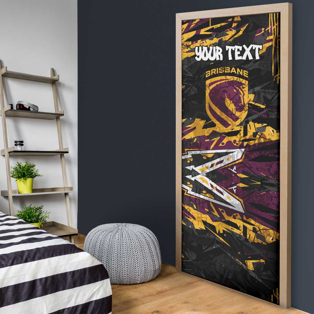 Personalized Brisbane Broncos Door Cover Graffiti Grunge Abstract Urban Street Style Design