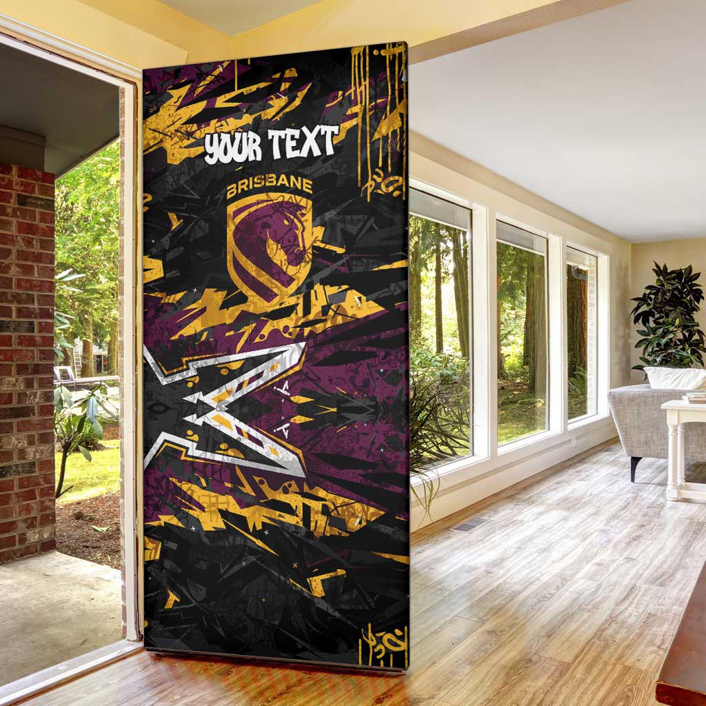 Personalized Brisbane Broncos Door Cover Graffiti Grunge Abstract Urban Street Style Design