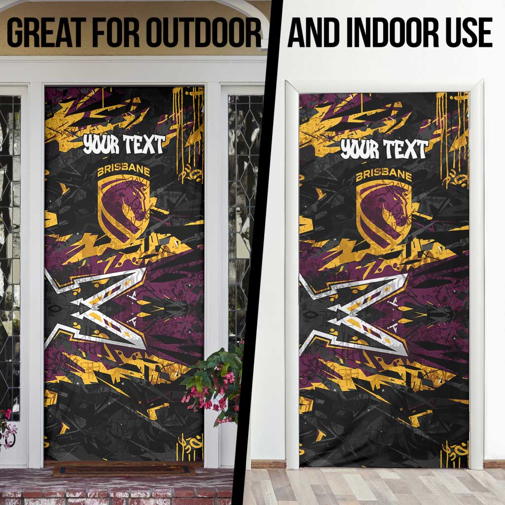 Personalized Brisbane Broncos Door Cover Graffiti Grunge Abstract Urban Street Style Design