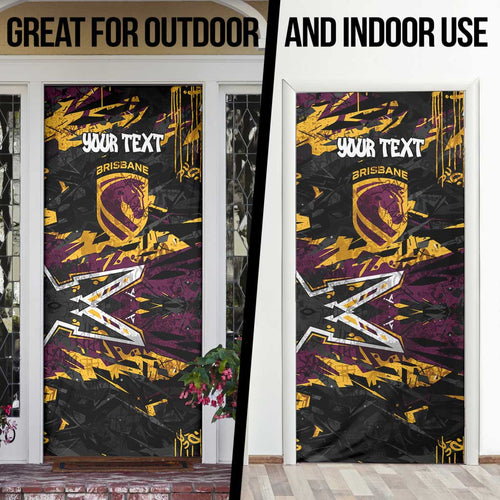 Personalized Brisbane Broncos Door Cover Graffiti Grunge Abstract Urban Street Style Design