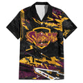 Personalized Brisbane Broncos Family Matching Long Sleeve Bodycon Dress and Hawaiian Shirt Graffiti Grunge Abstract Urban Street Style Design