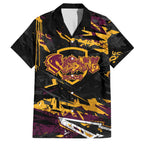 Personalized Brisbane Broncos Family Matching Long Sleeve Bodycon Dress and Hawaiian Shirt Graffiti Grunge Abstract Urban Street Style Design