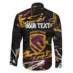 Personalized Brisbane Broncos Family Matching Long Sleeve Bodycon Dress and Hawaiian Shirt Graffiti Grunge Abstract Urban Street Style Design