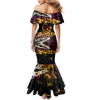 Personalized Brisbane Broncos Family Matching Mermaid Dress and Hawaiian Shirt Graffiti Grunge Abstract Urban Street Style Design