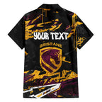 Personalized Brisbane Broncos Family Matching Short Sleeve Bodycon Dress and Hawaiian Shirt Graffiti Grunge Abstract Urban Street Style Design