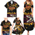 Personalized Brisbane Broncos Family Matching Summer Maxi Dress and Hawaiian Shirt Graffiti Grunge Abstract Urban Street Style Design