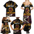 Personalized Brisbane Broncos Family Matching Summer Maxi Dress and Hawaiian Shirt Graffiti Grunge Abstract Urban Street Style Design
