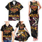 Personalized Brisbane Broncos Family Matching Tank Maxi Dress and Hawaiian Shirt Graffiti Grunge Abstract Urban Street Style Design