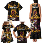 Personalized Brisbane Broncos Family Matching Tank Maxi Dress and Hawaiian Shirt Graffiti Grunge Abstract Urban Street Style Design
