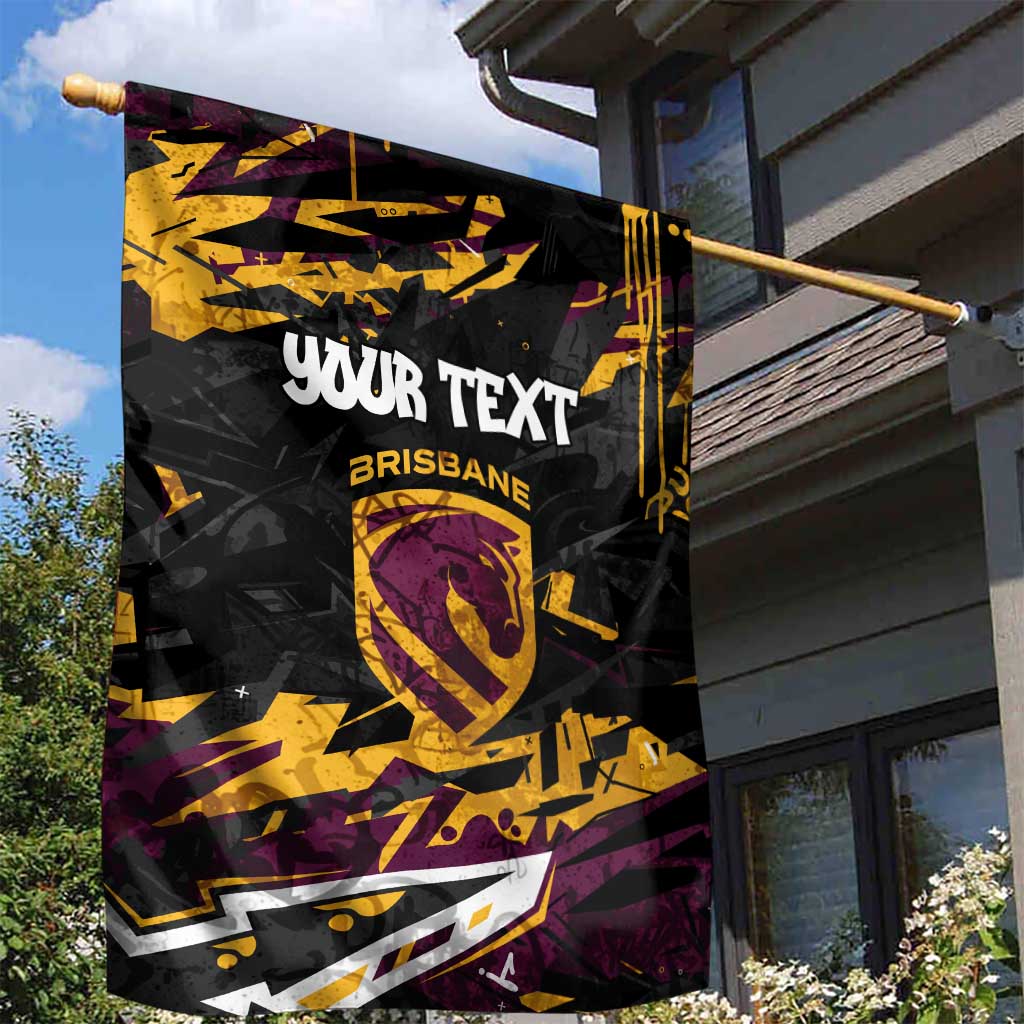 Personalized Brisbane Broncos Garden Flag Graffiti Grunge Abstract Urban Street Style Design