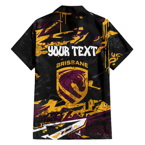 Personalized Brisbane Broncos Hawaiian Shirt Graffiti Grunge Abstract Urban Street Style Design