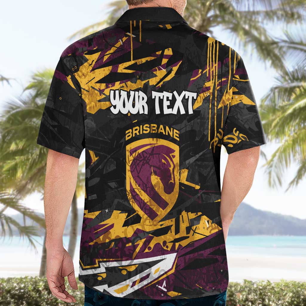 Personalized Brisbane Broncos Hawaiian Shirt Graffiti Grunge Abstract Urban Street Style Design