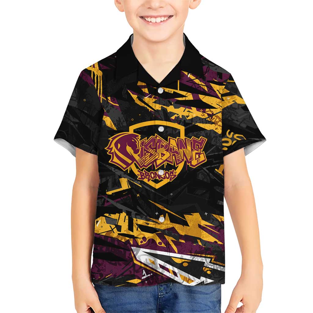 Personalized Brisbane Broncos Hawaiian Shirt Graffiti Grunge Abstract Urban Street Style Design