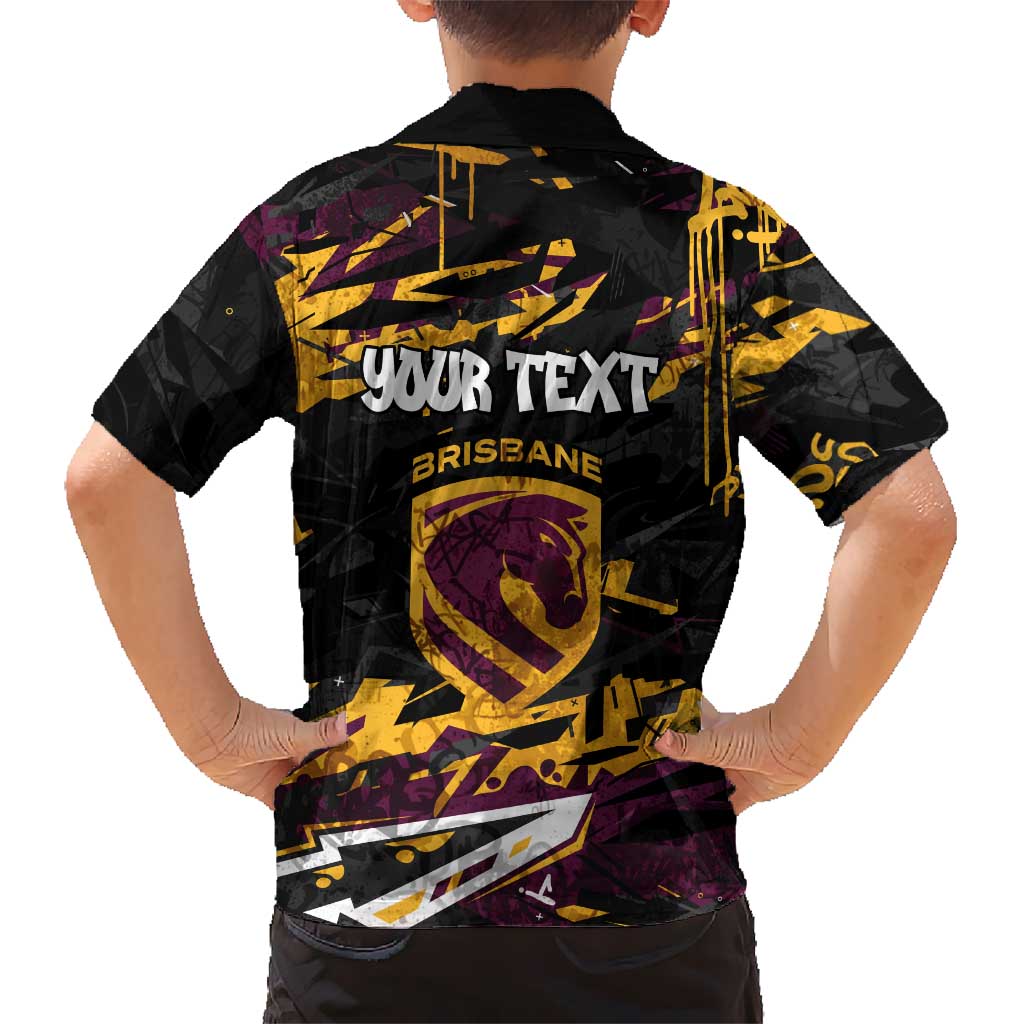 Personalized Brisbane Broncos Hawaiian Shirt Graffiti Grunge Abstract Urban Street Style Design