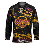 Personalized Brisbane Broncos Hockey Jersey Graffiti Grunge Abstract Urban Street Style Design