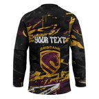 Personalized Brisbane Broncos Hockey Jersey Graffiti Grunge Abstract Urban Street Style Design