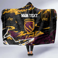 Personalized Brisbane Broncos Hooded Blanket Graffiti Grunge Abstract Urban Street Style Design
