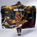 Personalized Brisbane Broncos Hooded Blanket Graffiti Grunge Abstract Urban Street Style Design
