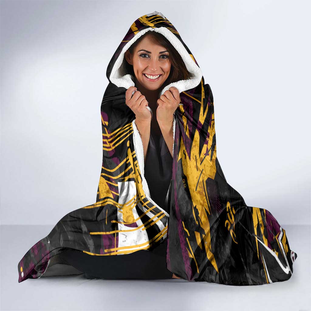 Personalized Brisbane Broncos Hooded Blanket Graffiti Grunge Abstract Urban Street Style Design