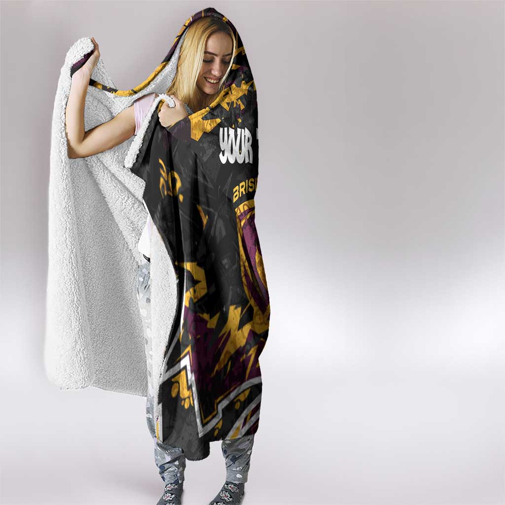 Personalized Brisbane Broncos Hooded Blanket Graffiti Grunge Abstract Urban Street Style Design