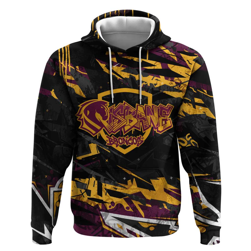 Personalized Brisbane Broncos Hoodie Graffiti Grunge Abstract Urban Street Style Design