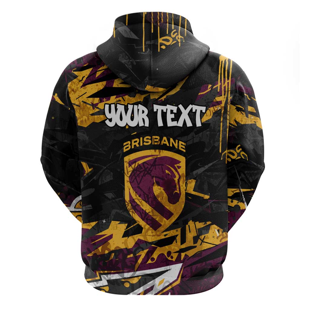 Personalized Brisbane Broncos Hoodie Graffiti Grunge Abstract Urban Street Style Design