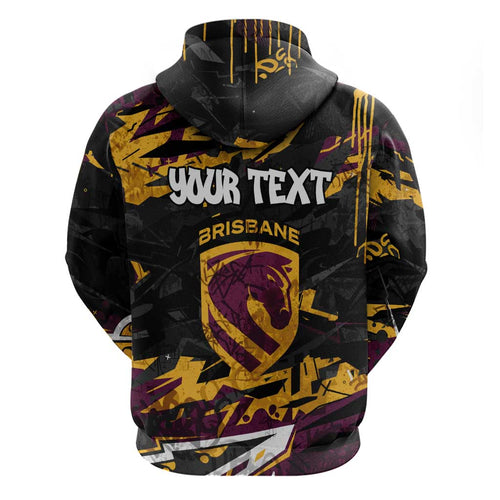 Personalized Brisbane Broncos Hoodie Graffiti Grunge Abstract Urban Street Style Design
